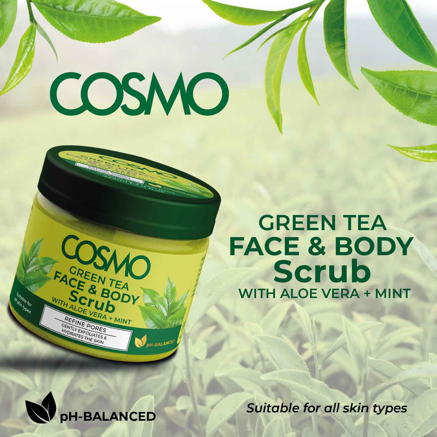 Tea Cosmetics Green Tea Face & Body Scrub