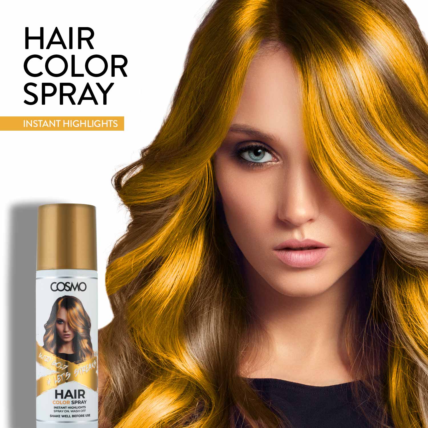 Temporary Hair Colour Spray Glitzy Gold