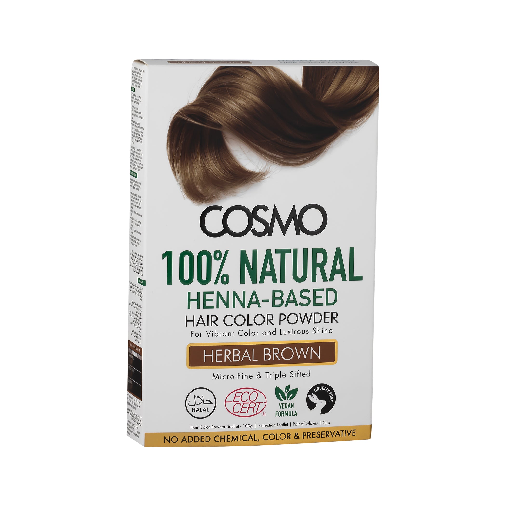  100% Natural Henna-Based Hair Color Powder -Herbal Brown