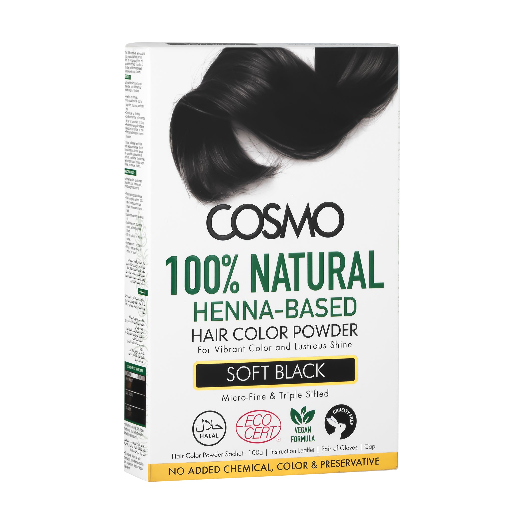 100 % Natural Henna Based Hair Color Powder- Soft Black 