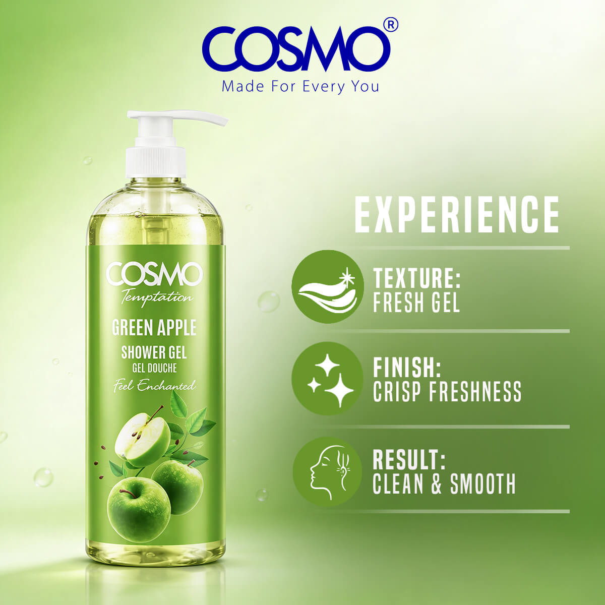 Temptation Green Apple Shower Gel