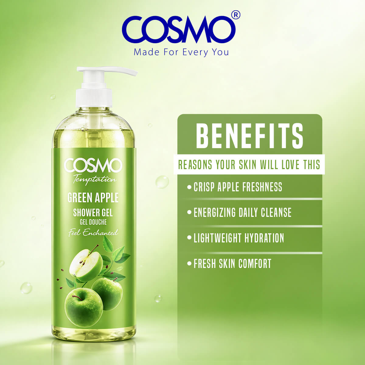 Temptation Green Apple Shower Gel