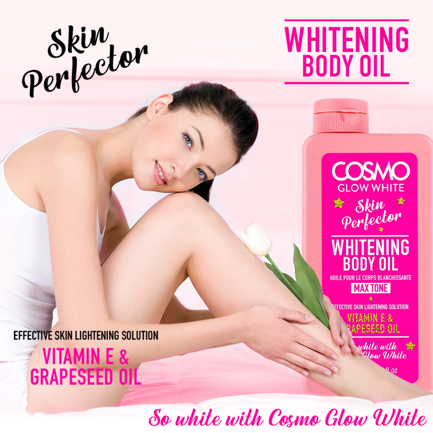 Cosmo Glow White Whitening Body Oil 250ML COSMO Online Shop