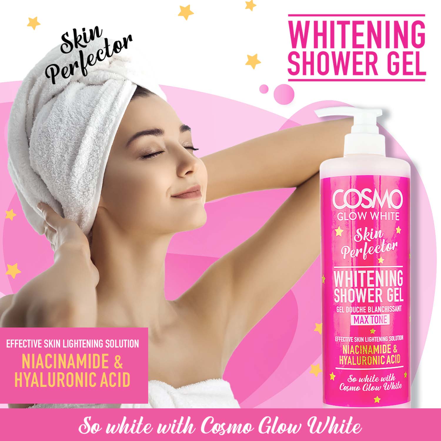 Cosmo Glow White Whitening Shower Gel 1000ML COSMO Online Shop