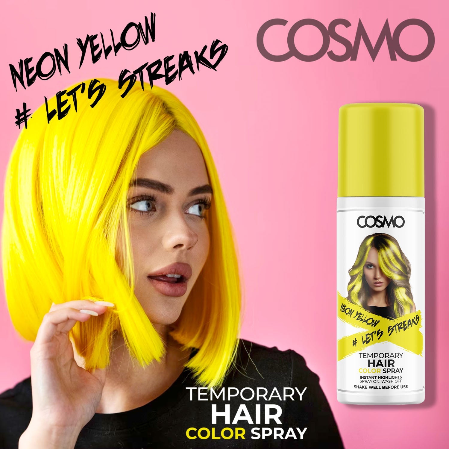 Temporary Hair Color Spray Neon Yellow