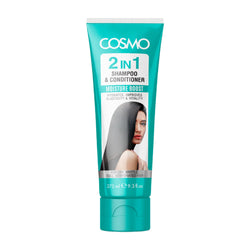 COSMO 2-in-1 Moisture Boost Shampoo & Conditioner, 275ml – Designed for dry, brittle, dull hair, providing intense hydration and restoring vitality.