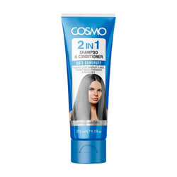 COSMO 2-in-1 Shampoo & Conditioner, 275ml – Anti-dandruff solution for all hair types, removing dandruff flakes, buildup, and pollutants.